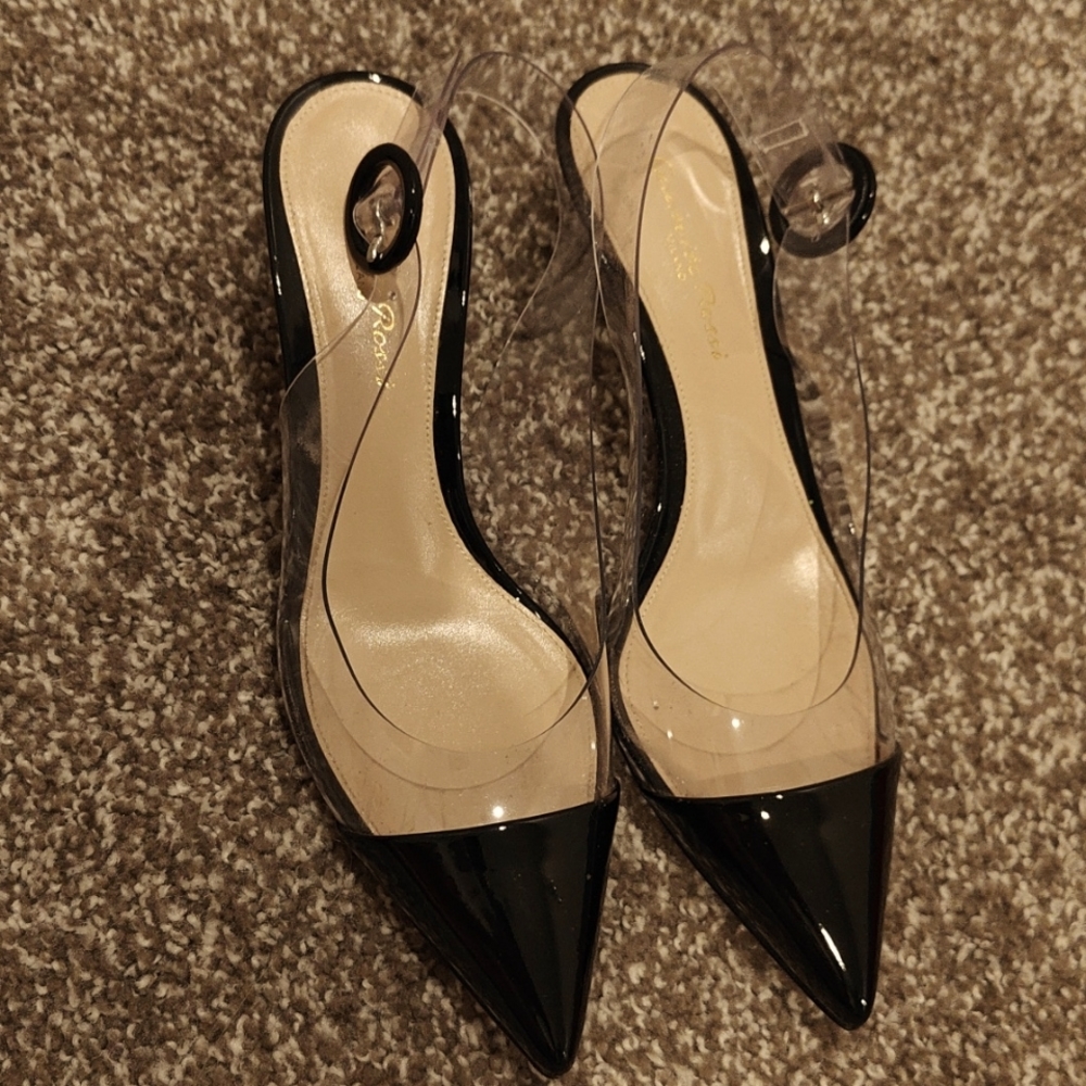 Gianvito Rossi patent PVC sling back heels 37